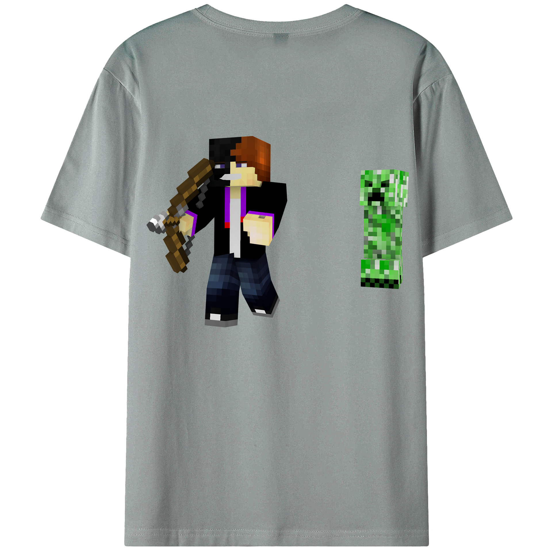（画像用） マインクラフト ブロックの世界 Minecraft MC Block world 綿100％ メンズ半袖Tシャツ（バックプリント） 通気性